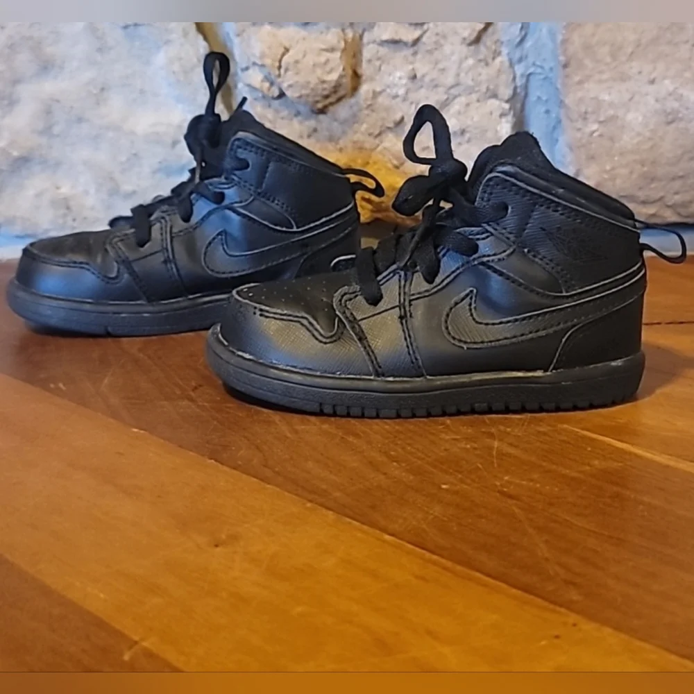 NIKE INFANT TODDLER 7C JORDAN 1 MID FLEX (TD) 554727-010 BLACK/BLACK-BLACK SHOES